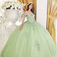 Vestido de Fiesta de Tul en Capas con Encaje Hombros Descubiertos Color Emerald