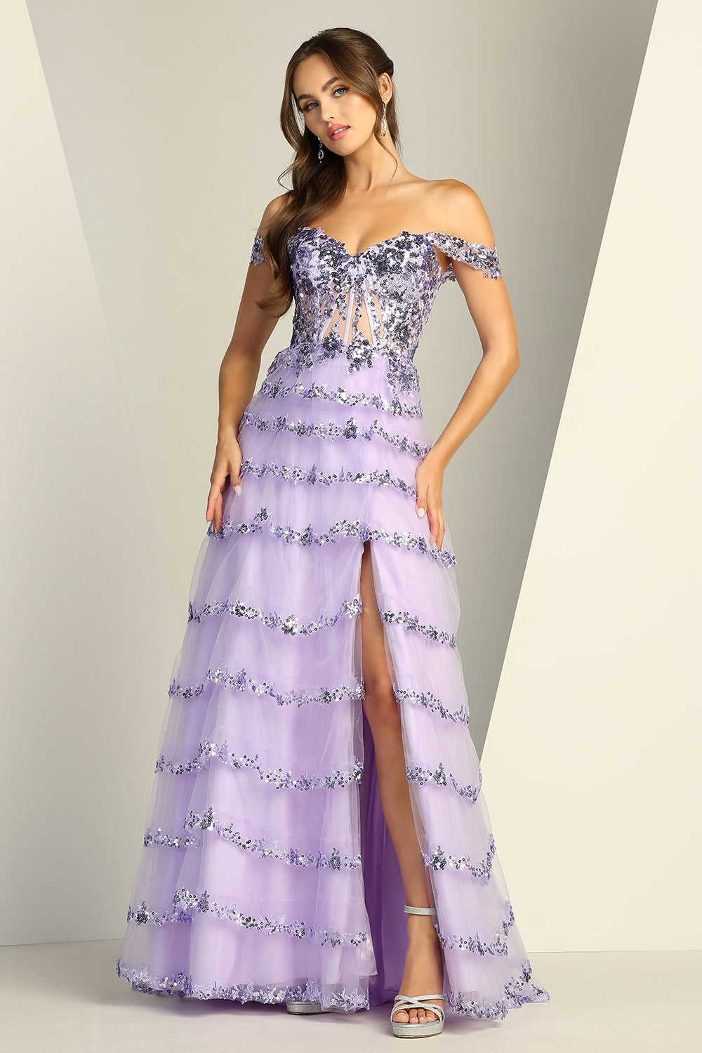 Vestido en capas Al Hombro. (Varios Colores)