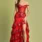 Vestido en Línea A a Capas con Abertura y con Tipo Corse. (Varios Colores)