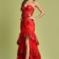 Vestido con Corse, tirantes y capas Color Red.