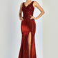 Vestido de Satén Brilloso  Corte Sirena con Detalles de Encaje (Varios Colores)