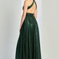 Vestido Halter en Línea A con Abertura en la Pierna (Varios Colores)