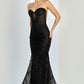 Vestido Corte Sirena con Detalles Brillosos sin hobros (Varios Colores)