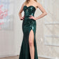 Vestido Corte Sirena sin Tirantes de Lentejuela (Varios Colores)