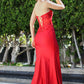 Vestido Recto con Abertura Corsé Bordado color Red y Royal Blue
