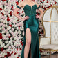 Vestido de Satén Corte Sirena con Abertura y decoraciones de Encaje (Varios Colores)
