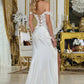 Vestido de Novia de satín Corte Recto con Decoraciones de Encaje.