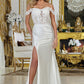 Vestido de Novia de satín Corte Recto con Decoraciones de Encaje.