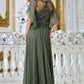 Vestido Corte en A, Escote Bordado en V con Manga (Varios Colores)