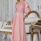 Vestido Corte en A, Escote Bordado en V con Manga (Varios Colores)