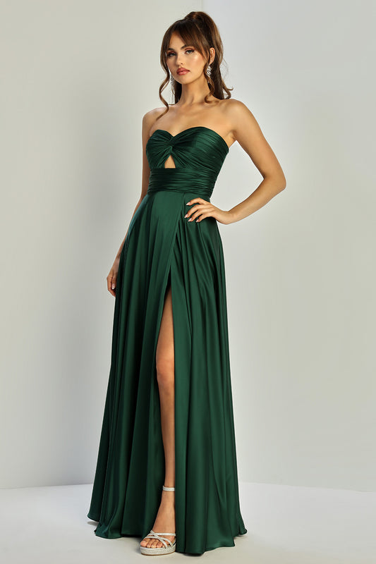 Vestido en corte en A de tela en satín con straple (Varios Colores)