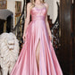 Vestido en corte en A de tela en satín con straple (Varios Colores)