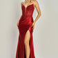 Vestido de Satín brilloso con Straple decorado. (Varios Colores)
