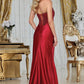 Vestido de satén brilloso y  Straple con detalles de lentejuela (Varios Colores)