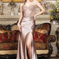 Vestido de satén brilloso y  Straple con detalles de lentejuela (Varios Colores)