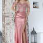 Vestido Corte Sirena de Satén Con Abertura en la Pierna y Cintura Ajustable con Cintas (Varios Colores)