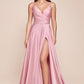 Vestido de Dama de Honor corte A con Tela Satinada y Lazos Ajustables (Varios Colores)