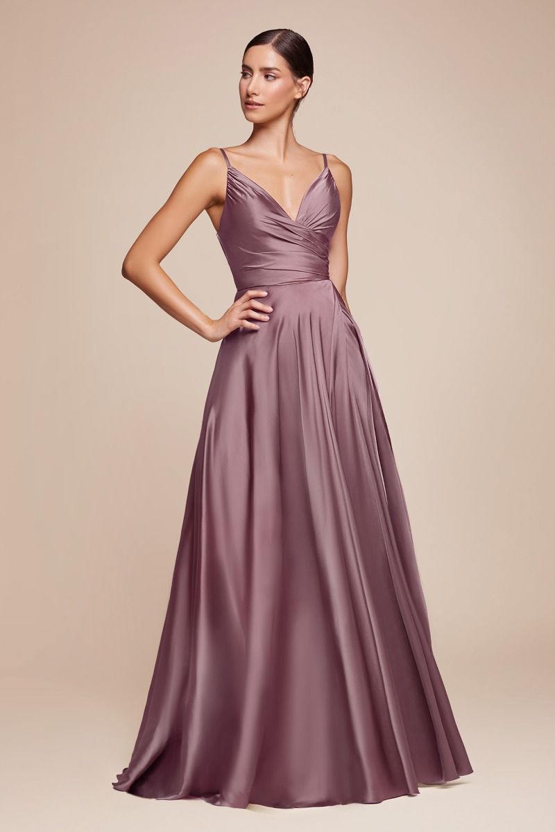 Vestido de Dama de Honor corte A con Tela Satinada y Lazos Ajustables (Varios Colores)