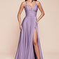 Vestido de Dama de Honor corte A con Tela Satinada y Lazos Ajustables (Varios Colores)
