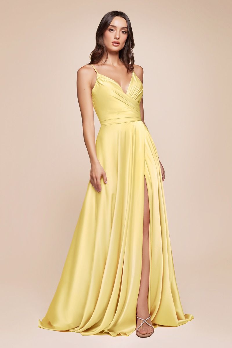 Vestido de Dama de Honor corte A con Tela Satinada y Lazos Ajustables (Varios Colores)