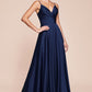Vestido de Dama de Honor corte A con Tela Satinada y Lazos Ajustables (Varios Colores)
