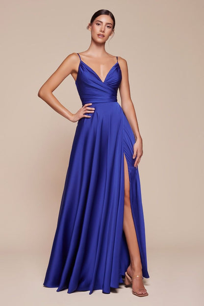 Vestido de Dama de Honor corte A con Tela Satinada y Lazos Ajustables (Varios Colores)