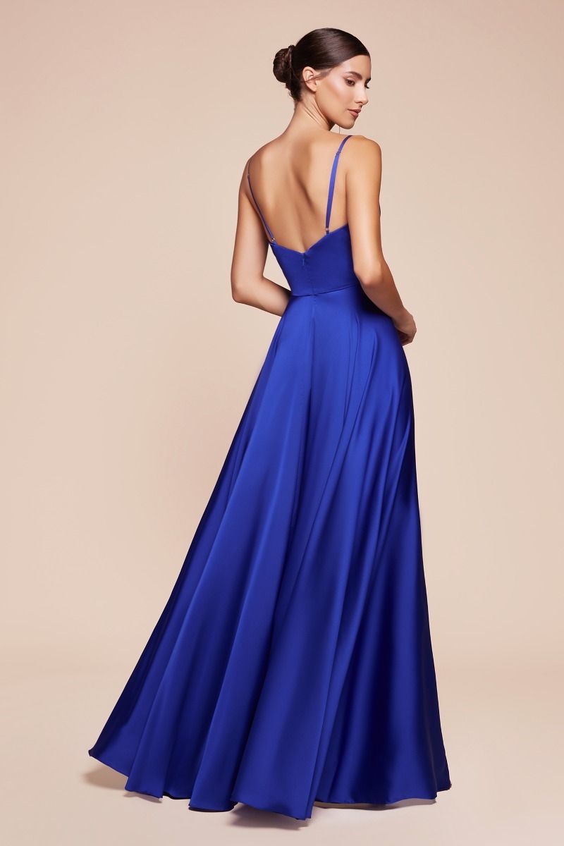 Vestido de Dama de Honor corte A con Tela Satinada y Lazos Ajustables (Varios Colores)