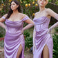 Vestido de noche con corset ajustable y tela satinada Lavender.