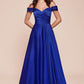Vestido en Línea A de Satén con Hombro descubierto  Curvy (Varios Colores)