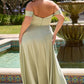 Vestido en Línea A de Satén con Hombro descubierto  Curvy (Varios Colores)