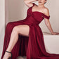 Vestido en Línea A de Satén con Hombro descubierto  Curvy (Varios Colores)