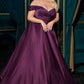 Vestido en Línea A de Satén con Hombro descubierto  Curvy (Varios Colores)
