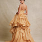 Vestido de Fiesta de Tul Brilloso con Falda Desmontable, Color Gold