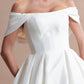 Vestido de Novia con Hombros Descubiertos y Escote Redondo, Color Off White