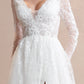 Vestido de Novia en Linea A en Encaje con Apertura en Pierna, Color Off White
