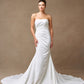 Vestido de Novia de Satén Elástico con Espalda de Encaje y Botones, Color Off White