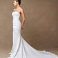 Vestido de Novia de Satén Elástico con Espalda de Encaje y Botones, Color Off White