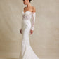 Vestido de Novia con Escote de Corazón Corte Sirena y con Manga Larga al Hombro Color Off White