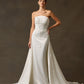 Vestido de Novia Recto de Satén con Bordados con Cauda, Color Off White