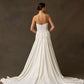 Vestido de Novia Recto de Satén con Bordados con Cauda, Color Off White