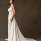 Vestido de Novia Recto de Satén con Bordados con Cauda, Color Off White