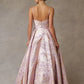 Vestido en Linea A Escote de Corazón con Tirantes Estampado Color Blush Lilac