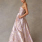 Vestido en Linea A Escote de Corazón con Tirantes Estampado Color Blush Lilac