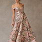 Vestido Corte en A Estampado  al Hombro con Cuello en V, Color Blush Shage