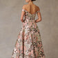 Vestido Corte en A Estampado  al Hombro con Cuello en V, Color Blush Shage