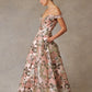 Vestido Corte en A Estampado  al Hombro con Cuello en V, Color Blush Shage
