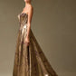 Vestido de Corte en A, de Jacquard Estampado, con Escote Ojo de Gato, Color Dark Brown Print