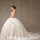 Vestido de Fiesta con Tirantes con Aplicaciones de Flores y Perlas, Color Champagne Multi
