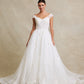 Vestido de Novia Corte en A de Tul con Brillo y Encaje Bordado con Lentejuelas Color Off White