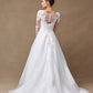 Vestido de Novia Manga Larga en Corte A en Encaje, Color Off White